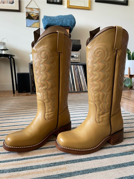 Frye Shoes - Frye Campus Deco Stitch Leather Knee-High Boots in Banana